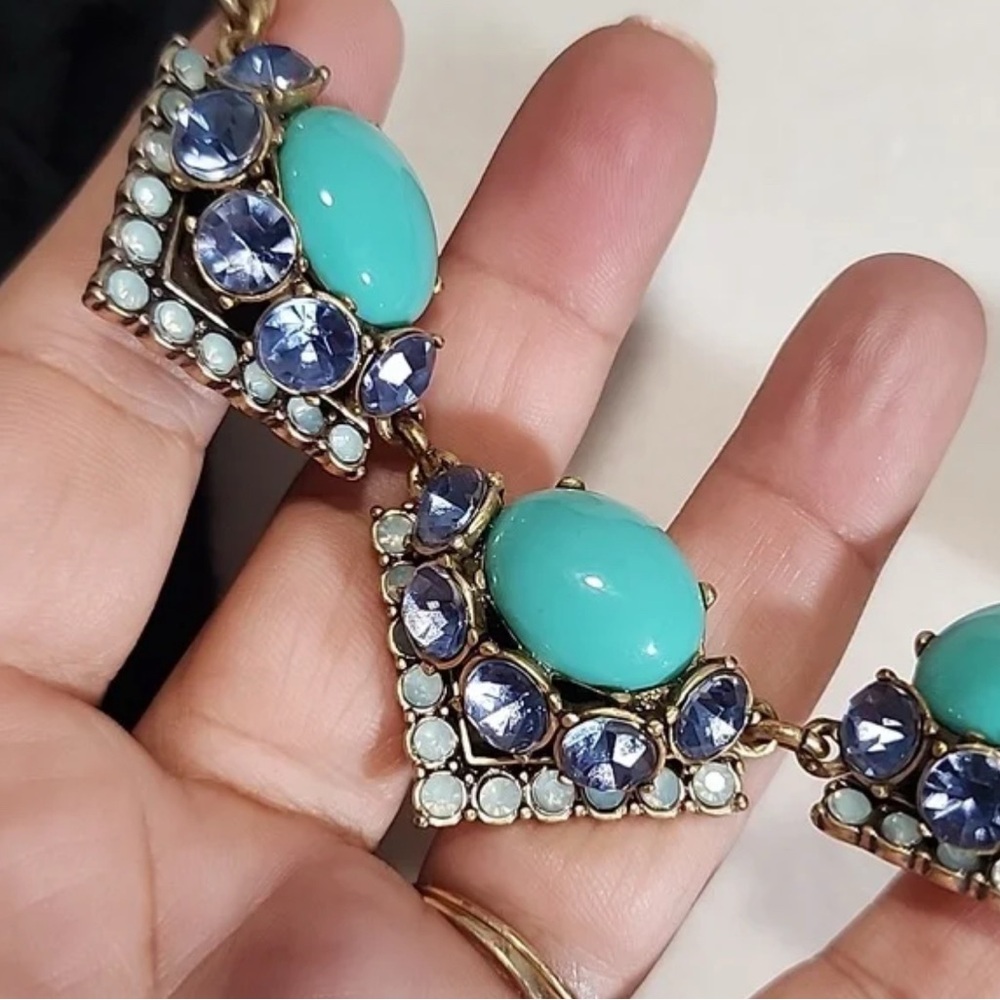 Stella & Dot Rory Necklace Elegant Turquoise and Gold Statement Necklace - Picture 3 of 3